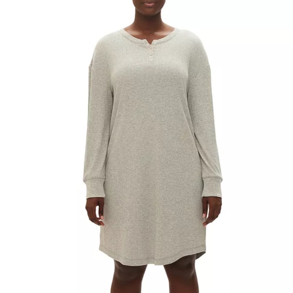 Gap GapBody Women's Henley Dorm Long-Sleeve Sleepshirt - Grey - Picture 1 of 2